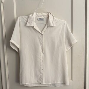 Embroidered Cream Button Down Shirt